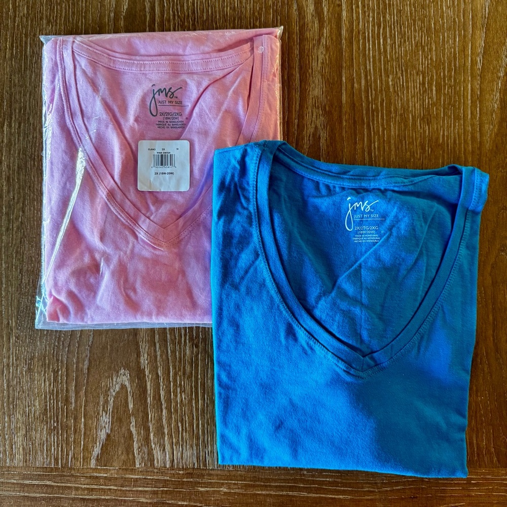 1 set of 2 Just My Size long sleeve 100% cotton tees 2X - Picture 2 of 9